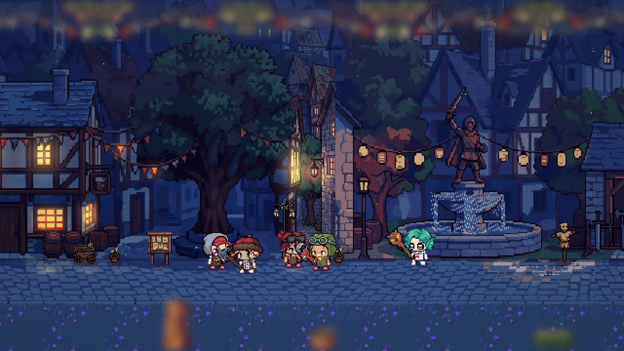 The square at night.